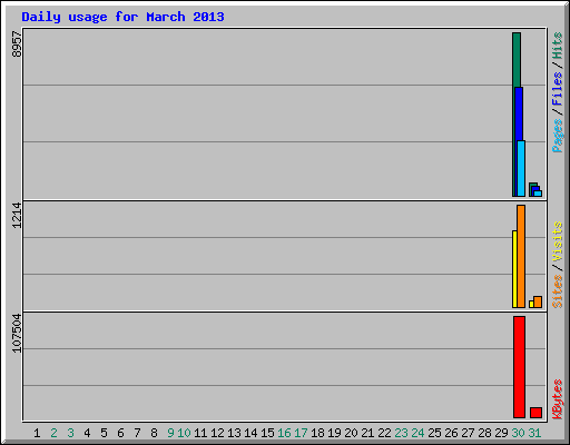 Daily usage for March 2013