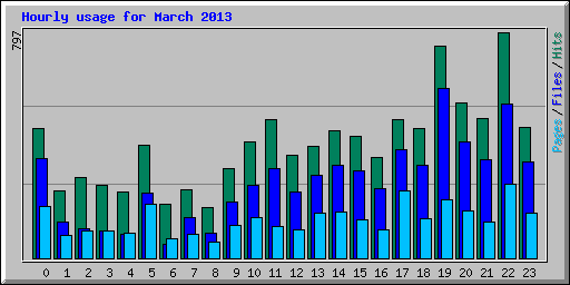 Hourly usage for March 2013